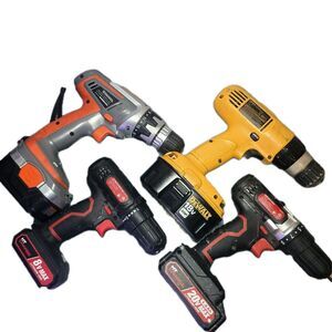 Lot of 4 Cordless Drills DeWalt Terratek Hyper Tough 20V 18V 8V No Chargers As-I